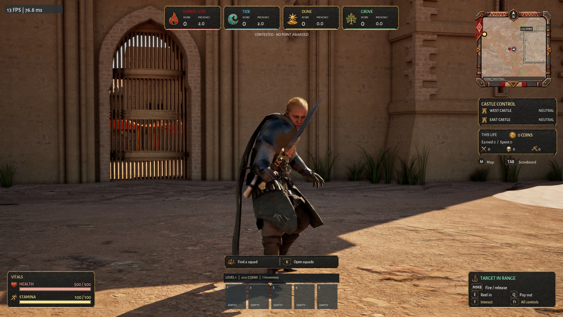 Nomad with a sword and medium armour, captured in the development build of Nomad Conquest